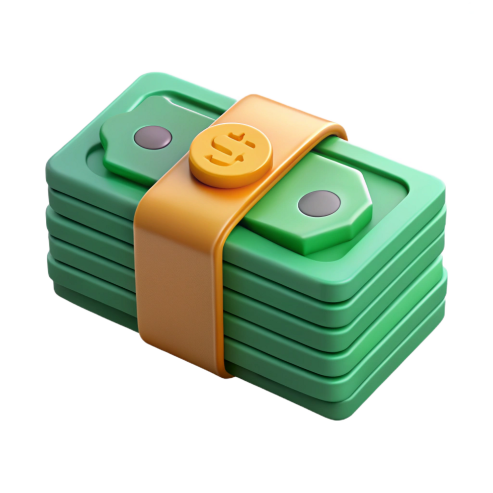 dreamy mesmerizing Money stack of hundred dollar bills. NO BACKGROUND with Transparent Background. detailed png