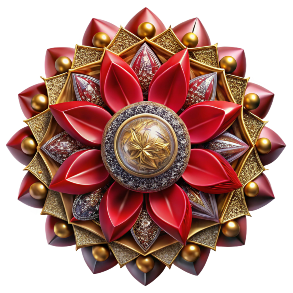 beautiful modern Intricate Mandala Design Red Transparent Background high quality png