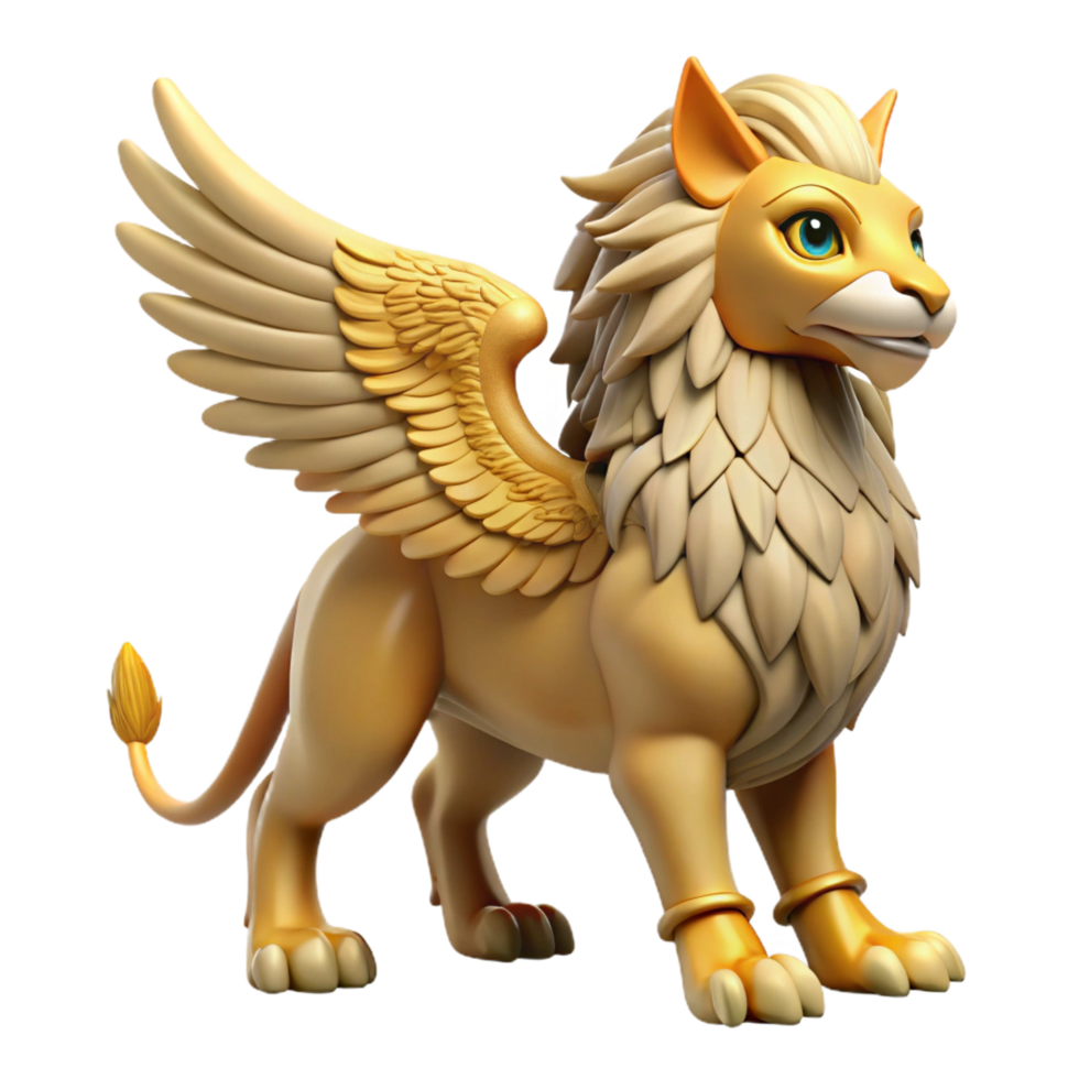 breathtaking creative Griffin, mythical creature with the body of a lion and the head and wings of an eagle. NO BACKGROUND with Transparent Background. artisan png