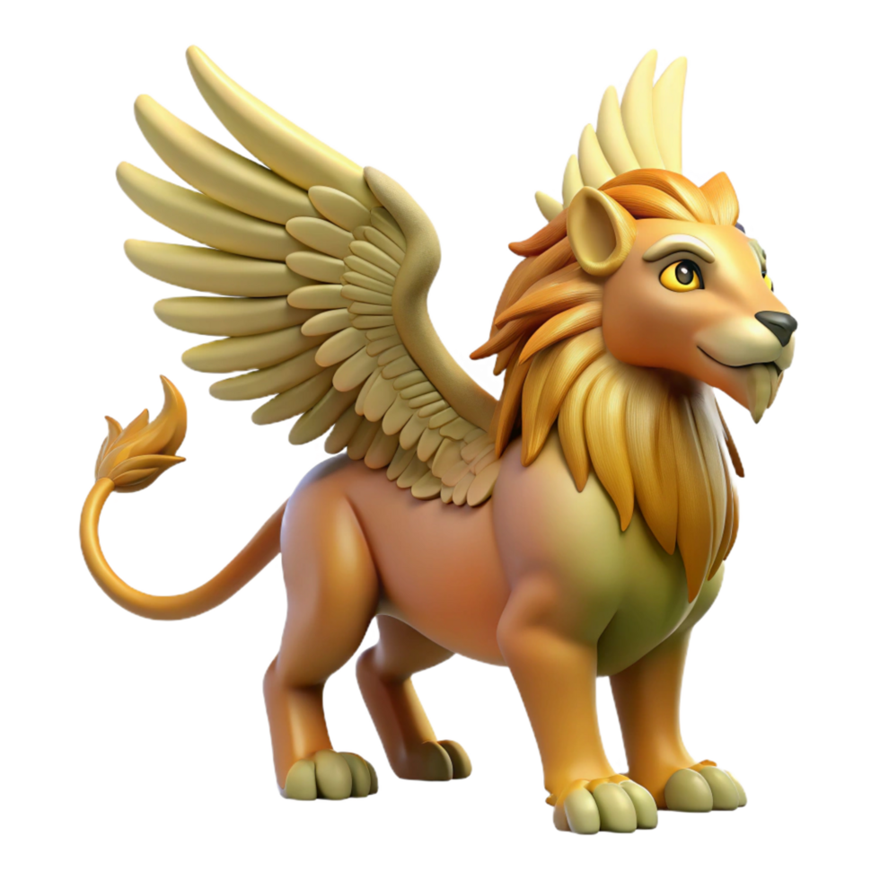 breathtaking tranquil coastal Griffin, mythical creature with the body of a lion and the head and wings of an eagle. NO BACKGROUND with Transparent Background. crisp png
