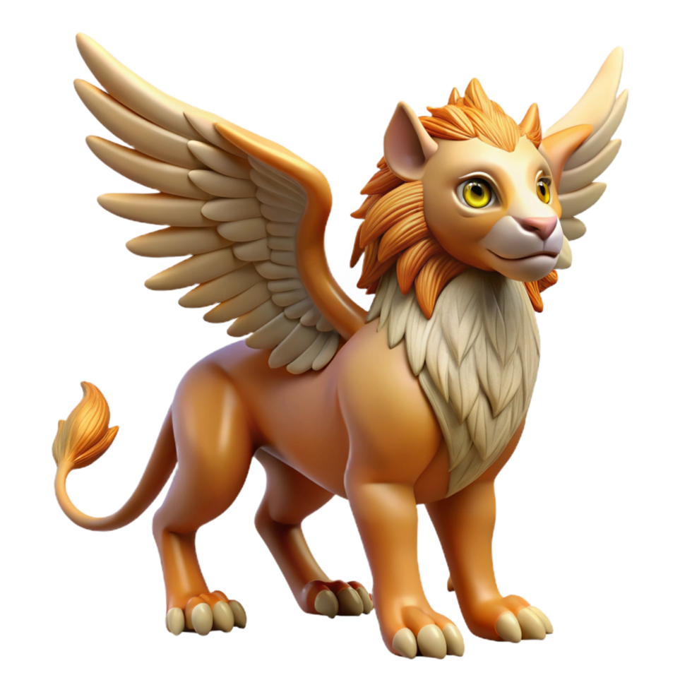 calm exquisite Griffin, mythical creature with the body of a lion and the head and wings of an eagle. NO BACKGROUND with Transparent Background. studio quality png