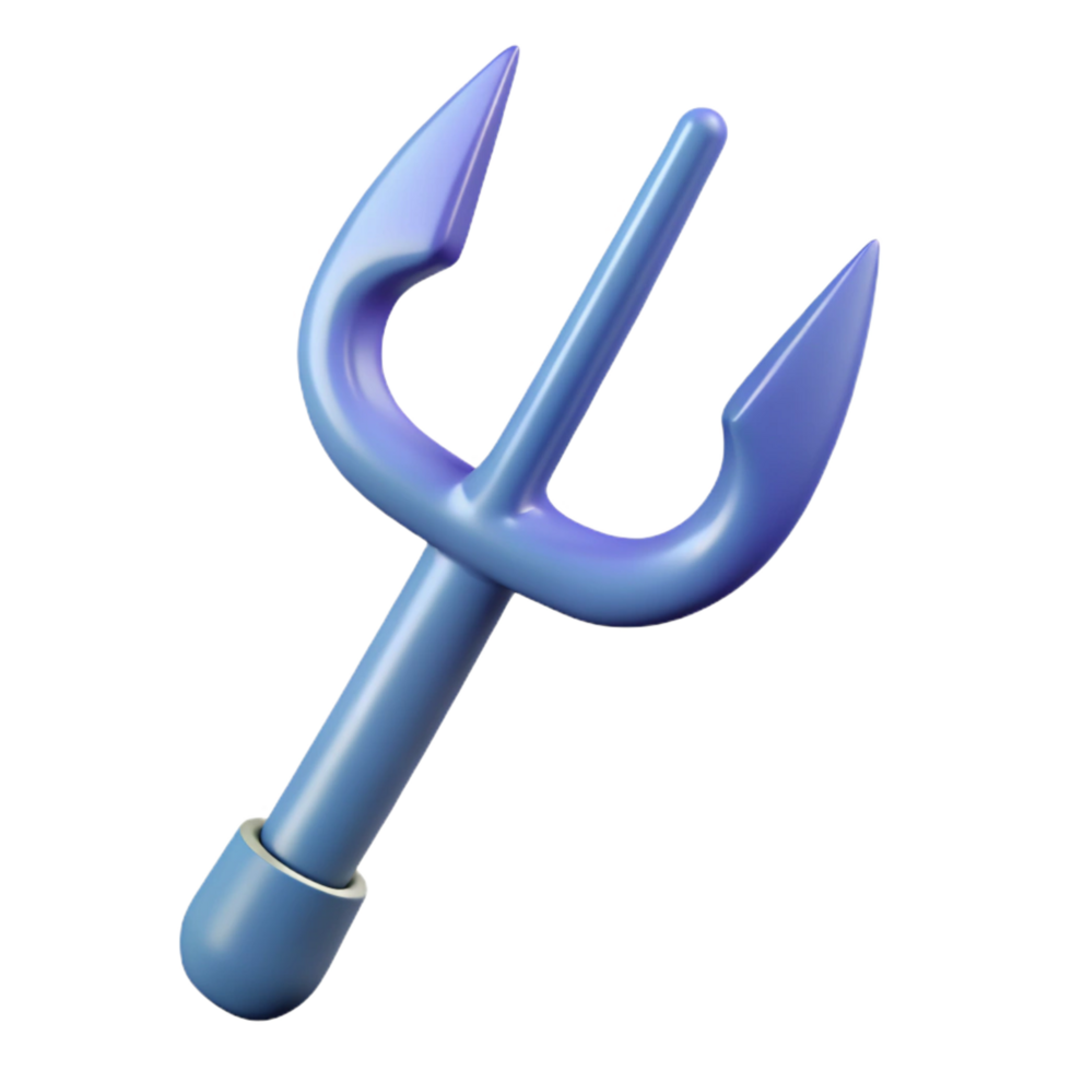 dazzling baroque Trident of Poseidon. NO BACKGROUND with Transparent Background. expertly shot png