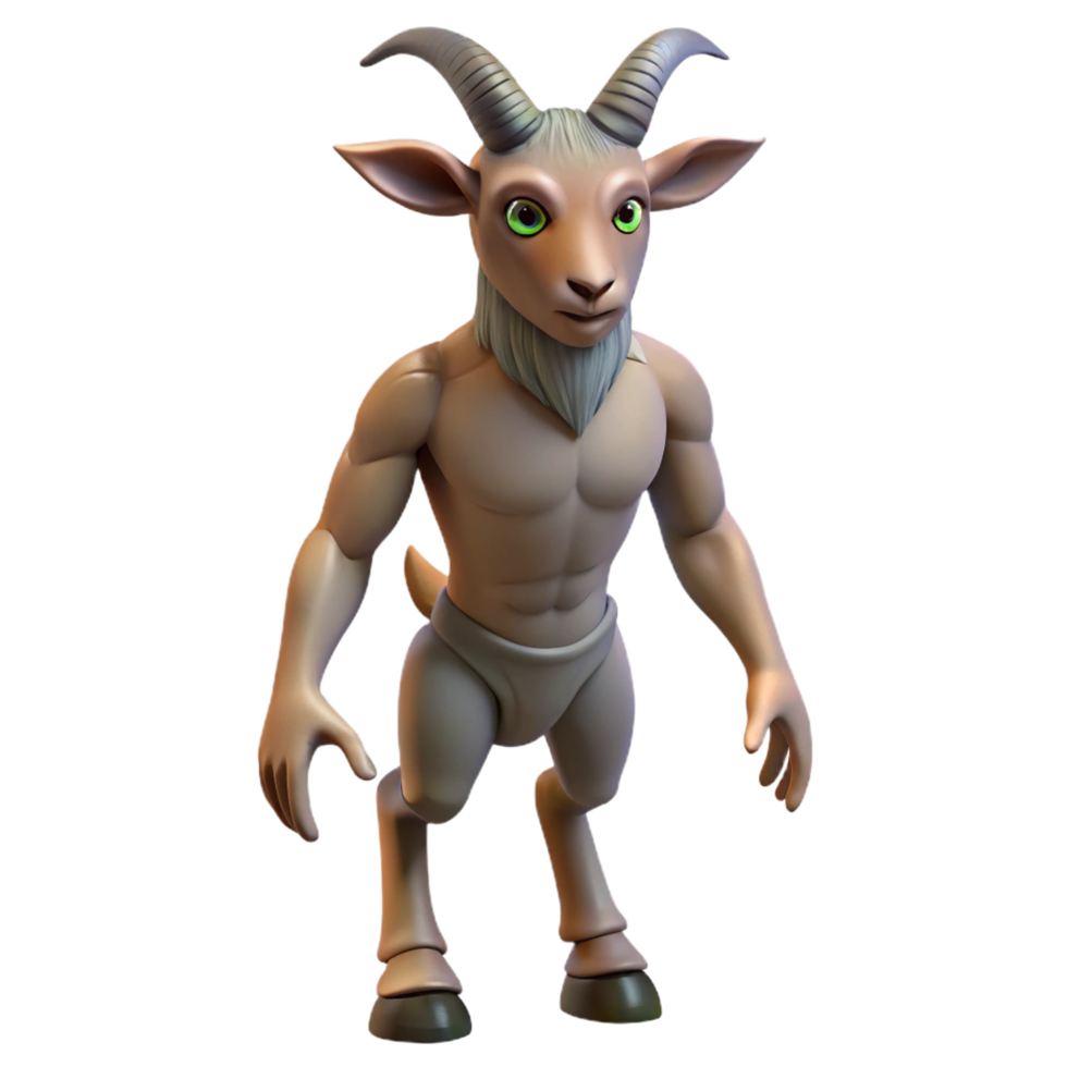 beautiful coveted Satyr, mythical creature with the body of a man and the legs and horns of a goat. NO BACKGROUND with Transparent Background. png