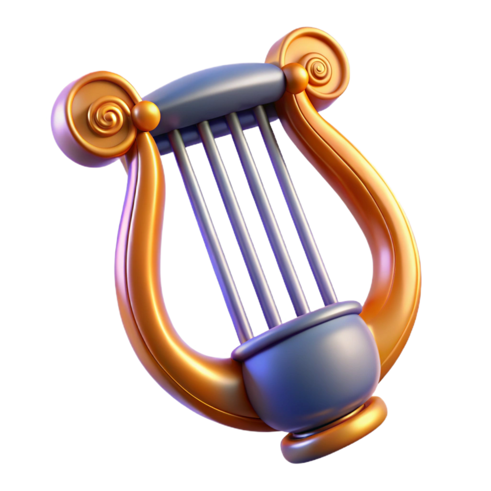 celebrated rustic Lyre of Apollo. NO BACKGROUND with Transparent Background. masterfully captured png