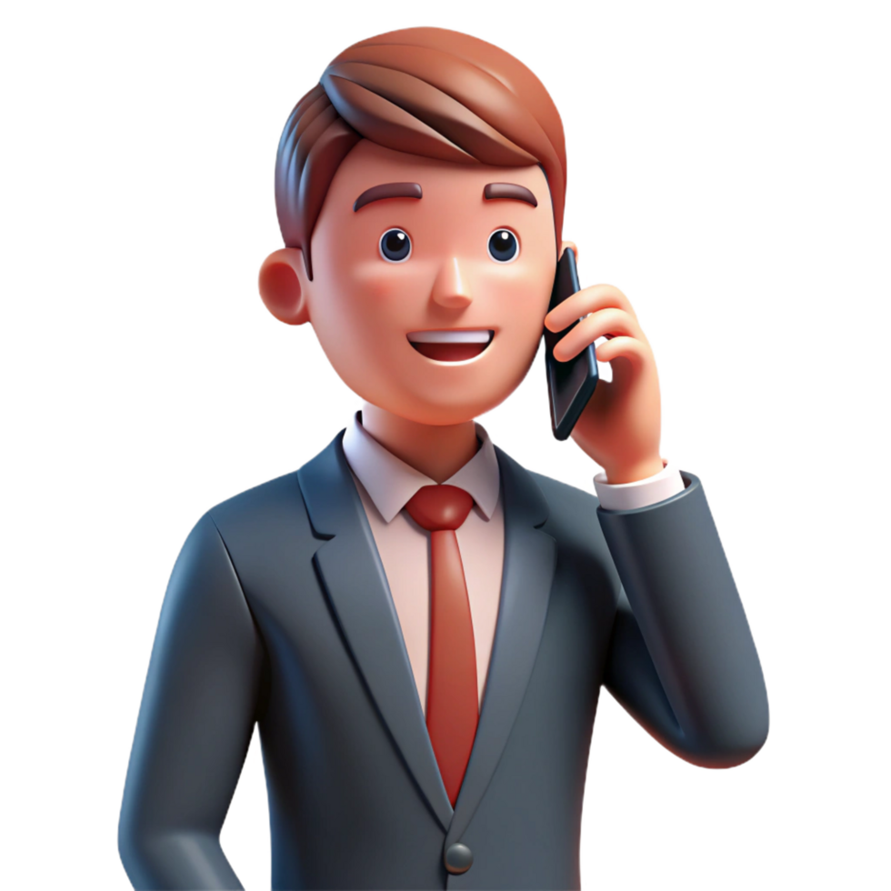 dramatic reflective tropical Serious businessman talking on cell phone, NO BACKGROUND with Transparent Background. masterfully captured png
