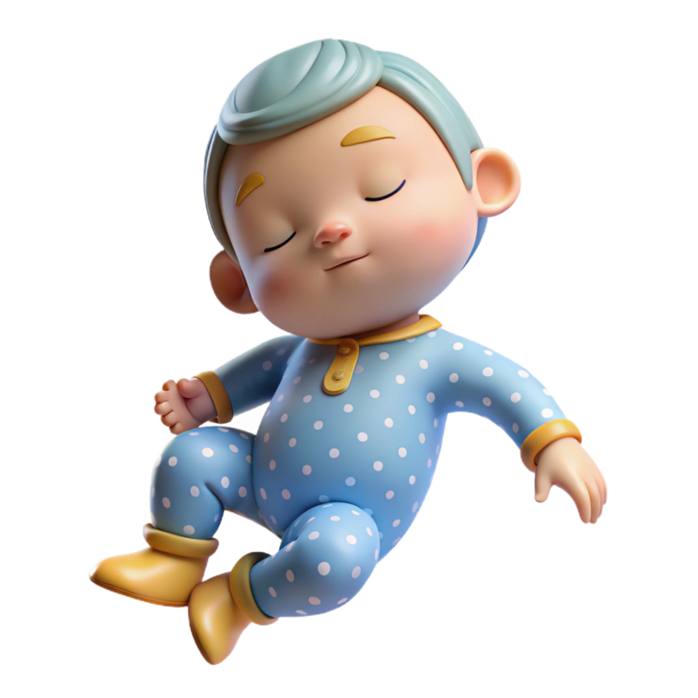 elegant acclaimed Sleeping baby in pajamas, NO BACKGROUND with Transparent Background. png
