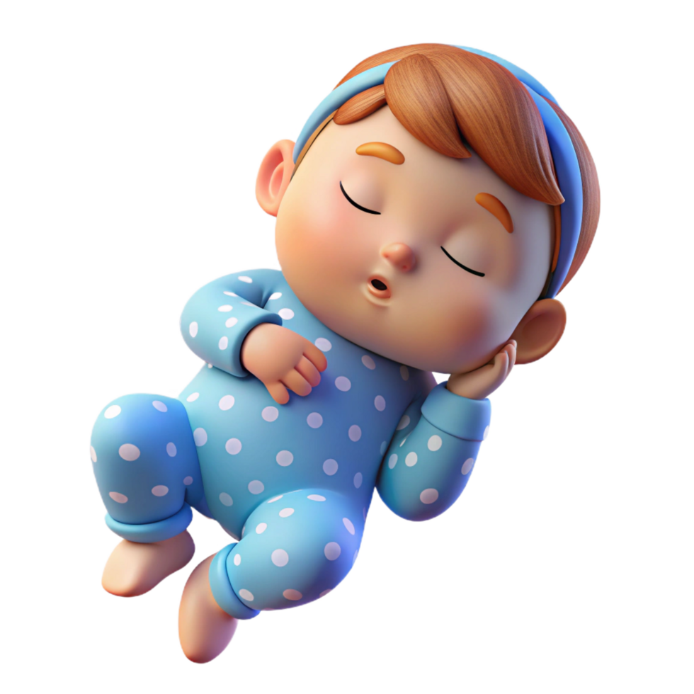 captivating mid-century Sleeping baby in pajamas, NO BACKGROUND with Transparent Background. masterfully captured png