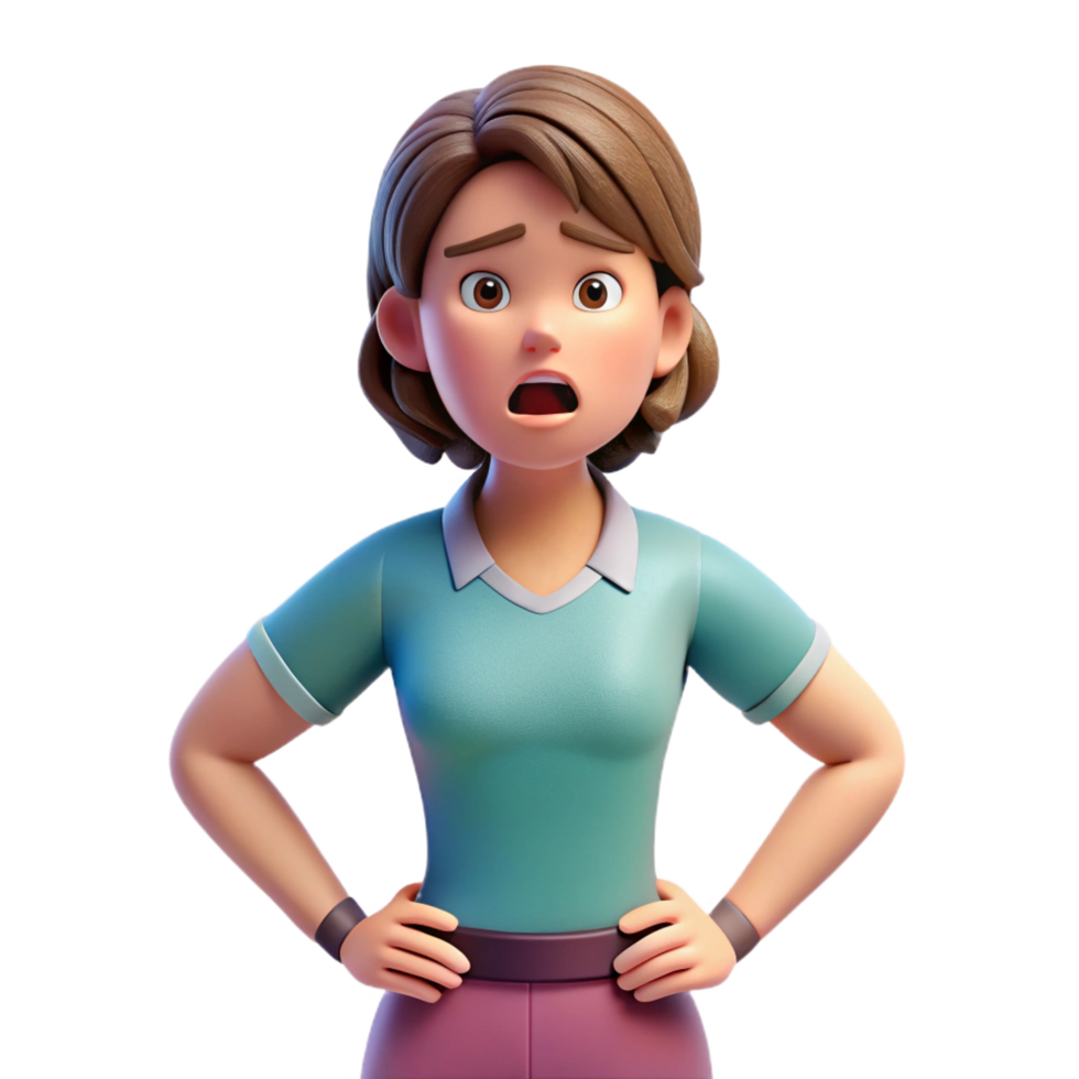 dreamy gorgeous Frustrated woman with hands on hips, NO BACKGROUND with Transparent Background. ultra HD png