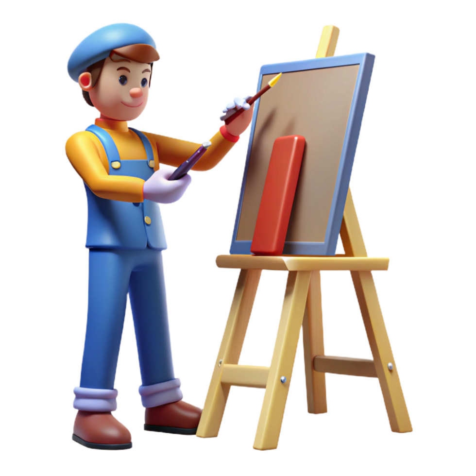 bold impressive Artist painting on canvas, NO BACKGROUND with Transparent Background. 8K png