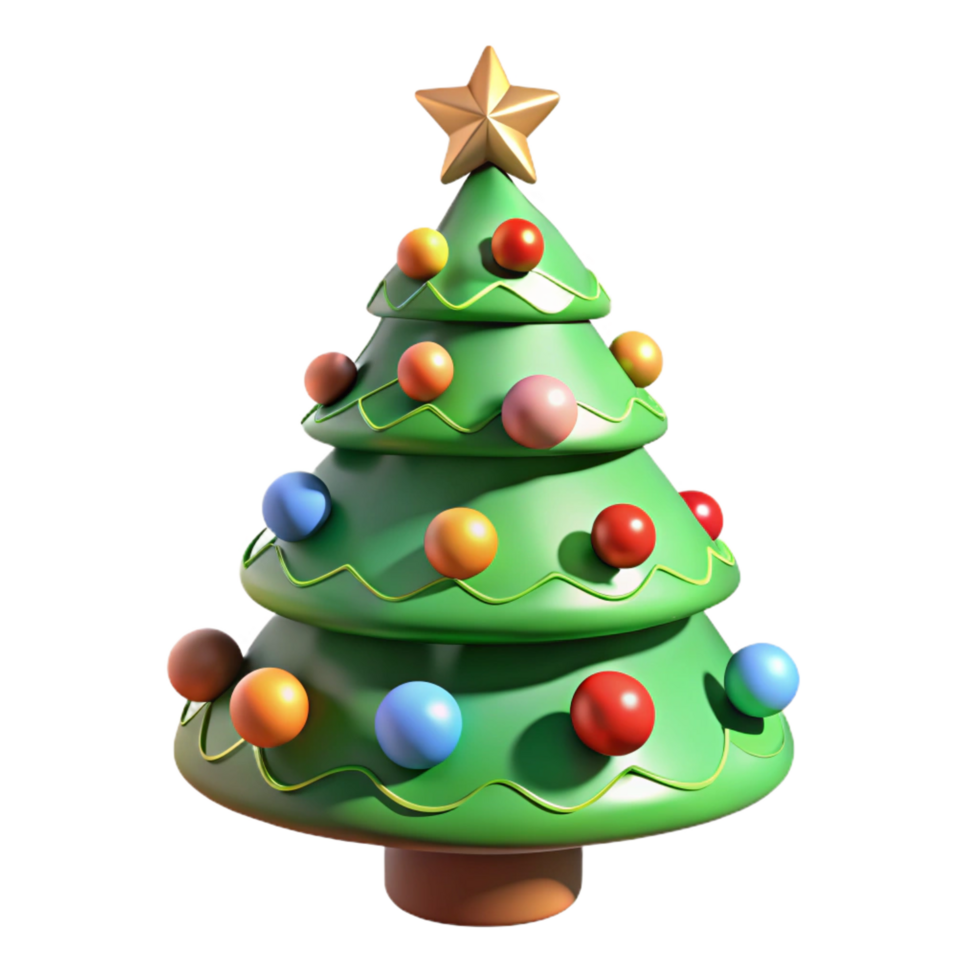 calm exquisite Christmas tree decorated with ornaments, NO BACKGROUND with Transparent Background. expertly shot png