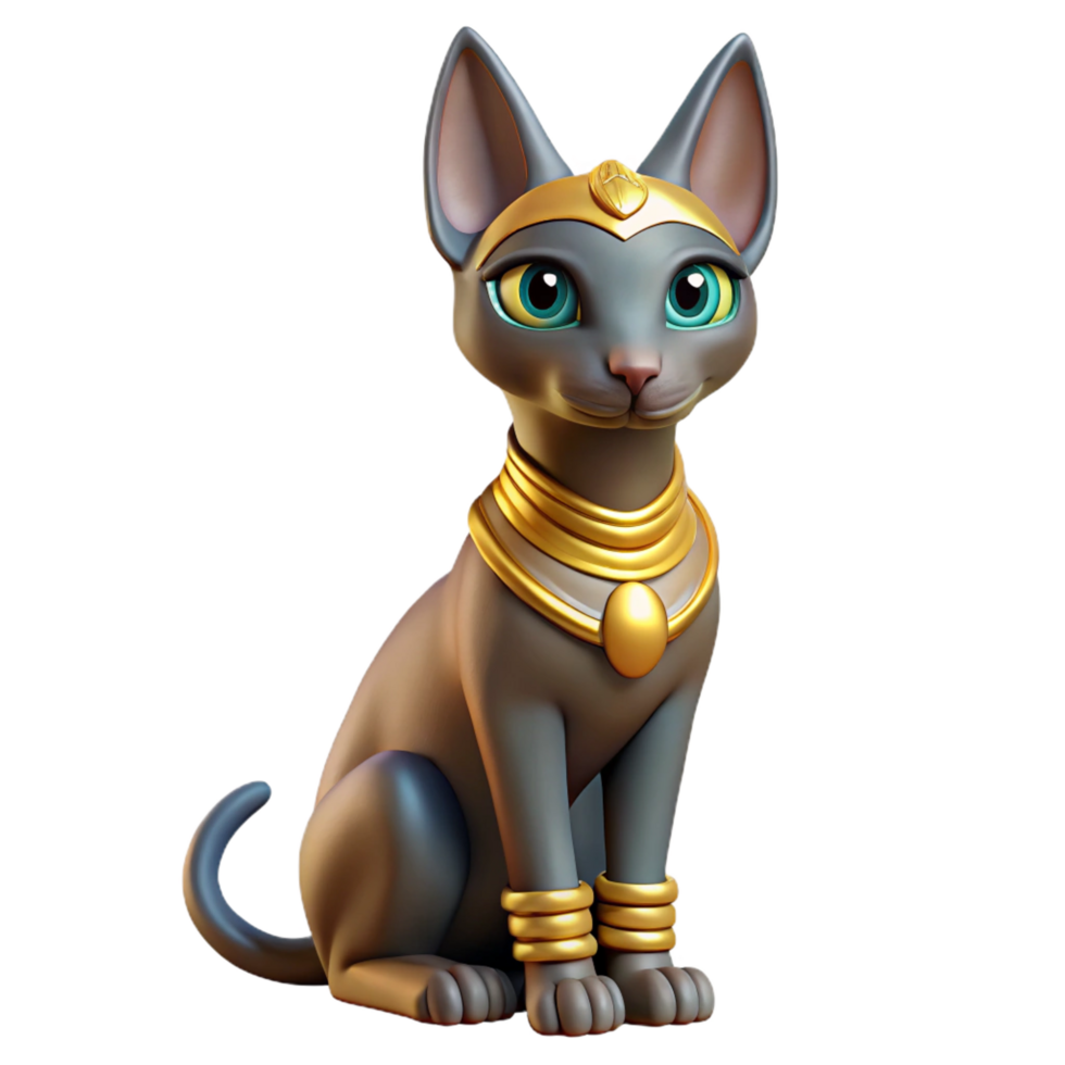 coveted vintage Bastet, Egyptian cat goddess. NO BACKGROUND with Transparent Background. sharp png