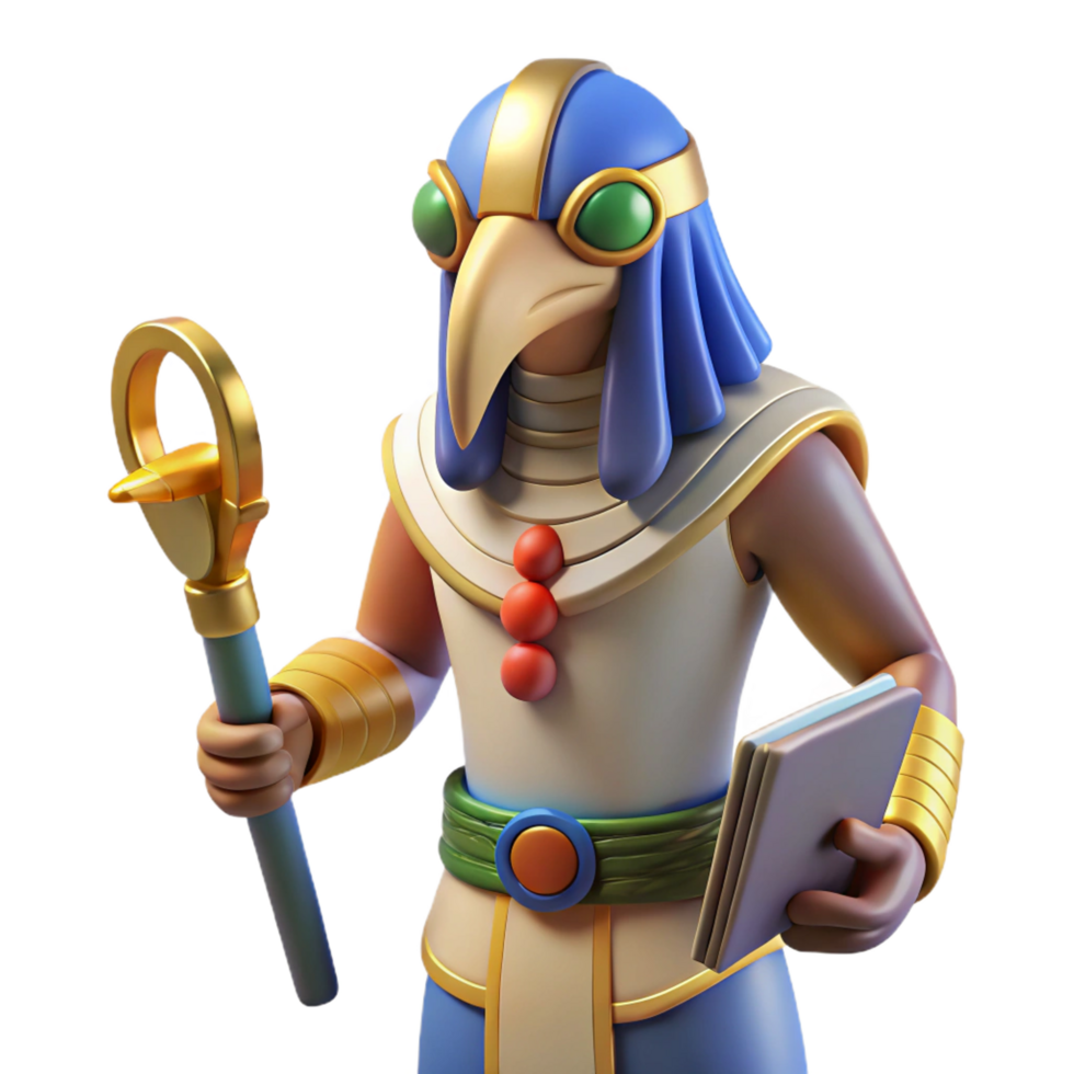 celebrated baroque Thoth, Egyptian god of writing. NO BACKGROUND with Transparent Background. high quality png