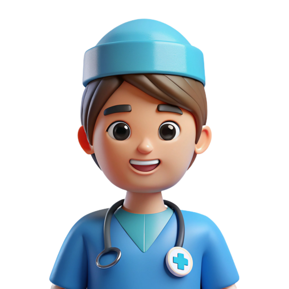 distinctive nordic Nurse, wearing scrubs, NO BACKGROUND with Transparent Background. ultra HD png