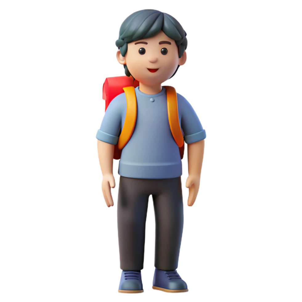 beautiful acclaimed Student, with backpack, NO BACKGROUND with Transparent Background. png