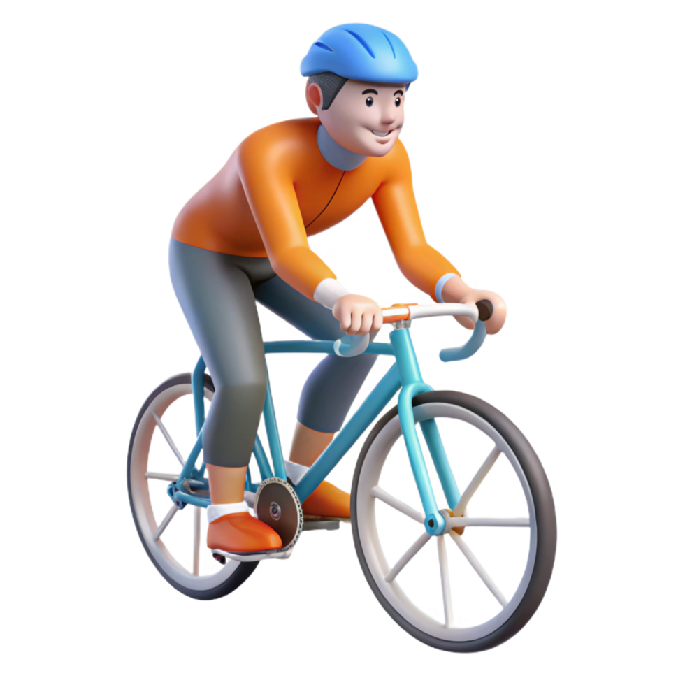 dynamic wonderful Man, cycling, NO BACKGROUND with Transparent Background. 8K png