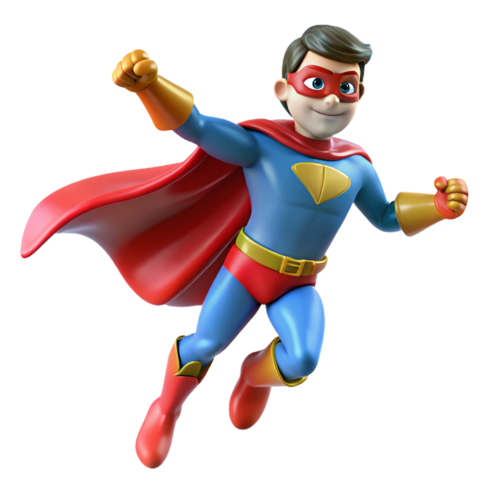 bold fascinating Superhero, flying, NO BACKGROUND with Transparent Background. high resolution png