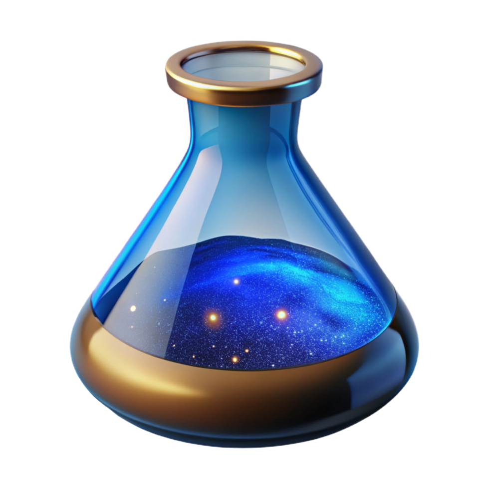 stunning classic Lab Beaker with Blue Liquid Transparent detailed png