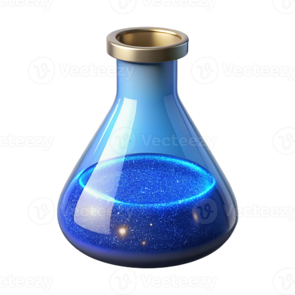 dramatic abstract Lab Beaker with Blue Liquid Transparent high resolution png