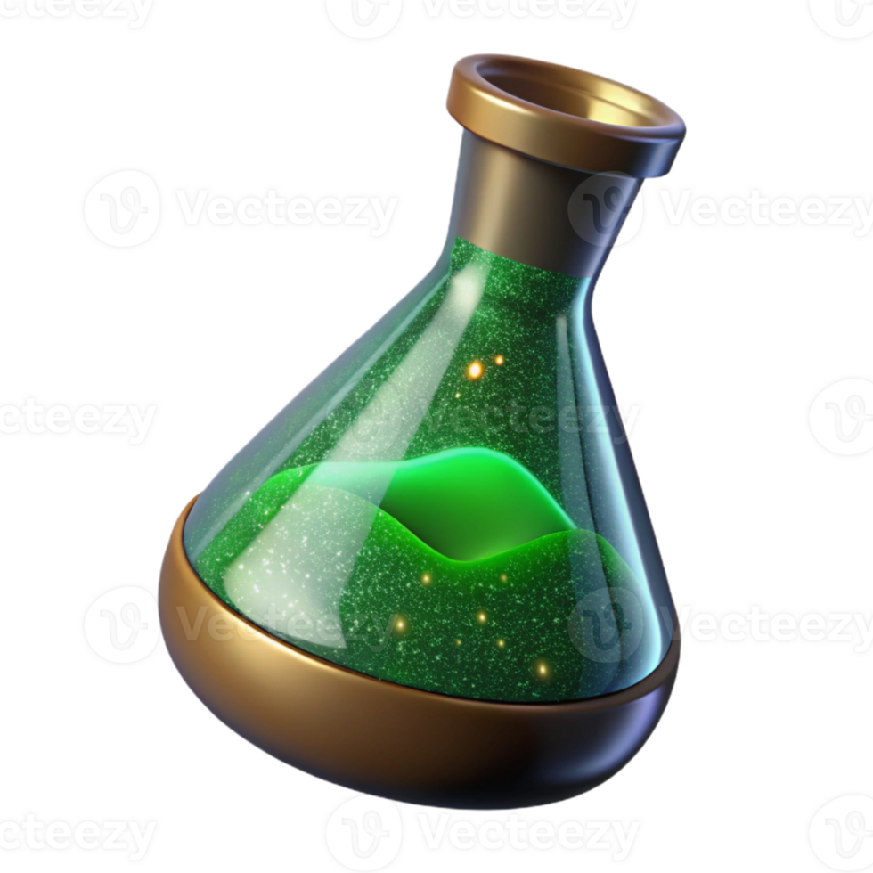 stunning creative Lab Beaker with Green Liquid Isolated Element high resolution png