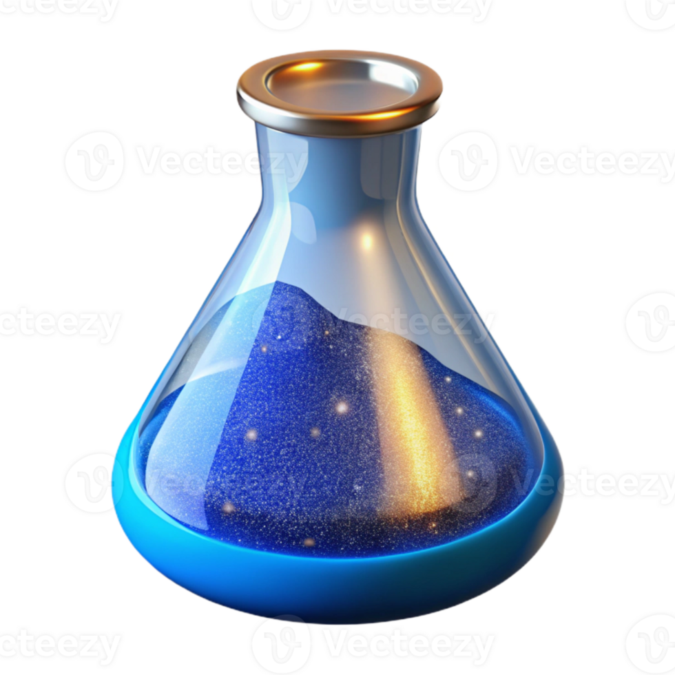 stunning abstract Lab Beaker with Blue Liquid Transparent authentic png