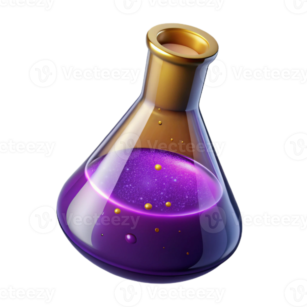 serene minimalist Lab Beaker with Purple Liquid Transparent Element premium png