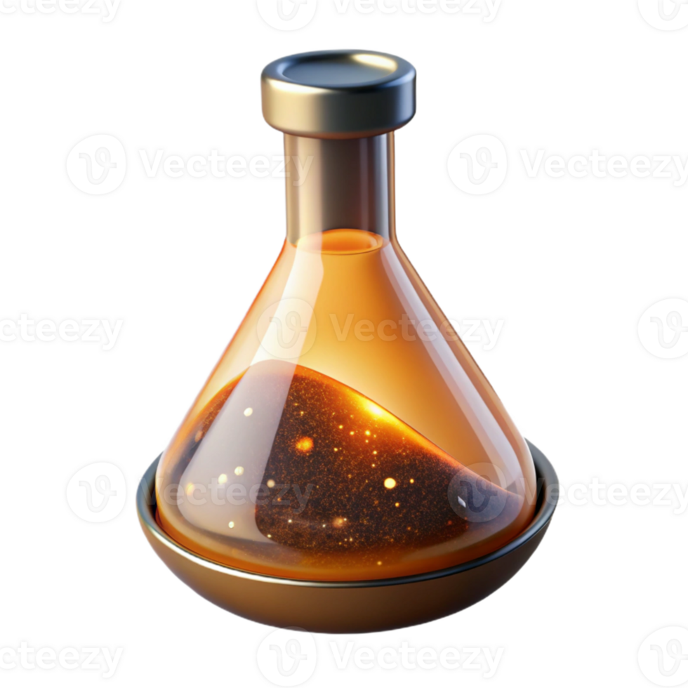 impressive traditional Lab Flask with Orange Liquid Transparent Element authentic png