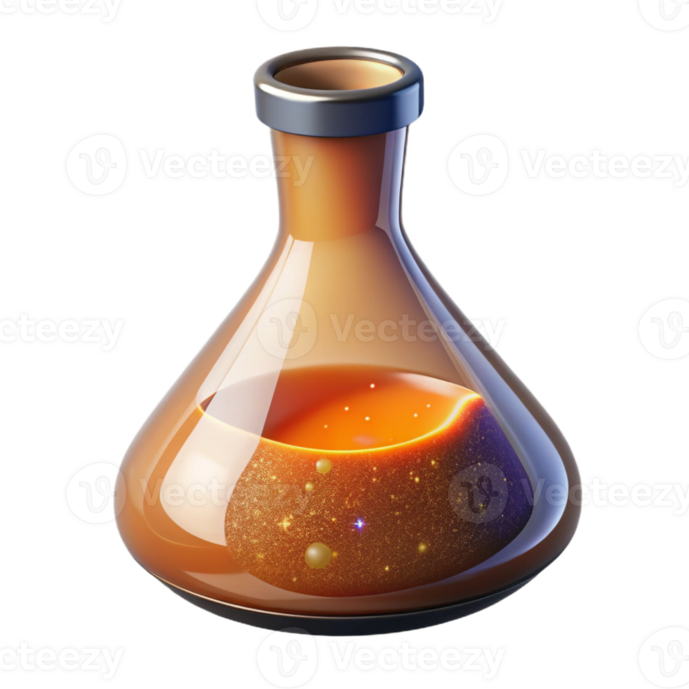 magnificent artistic Lab Flask with Orange Liquid Transparent Element authentic png