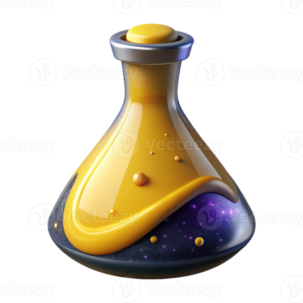 impressive modern Lab Flask with Yellow Liquid Cutout Element original png