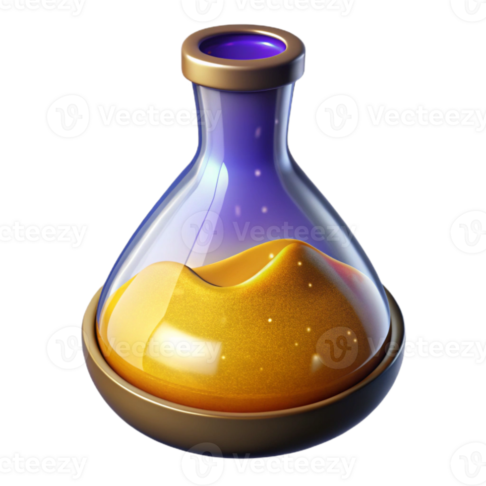 beautiful artistic Lab Flask with Yellow Liquid Cutout Element png