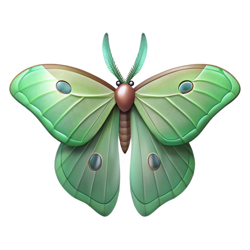 distinctive gothic A luna moth, NO BACKGROUND with Transparent Background. 8K png