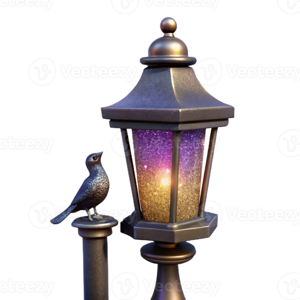 extraordinary rustic Lamppost with Bird Perched Silhouette Transparent png