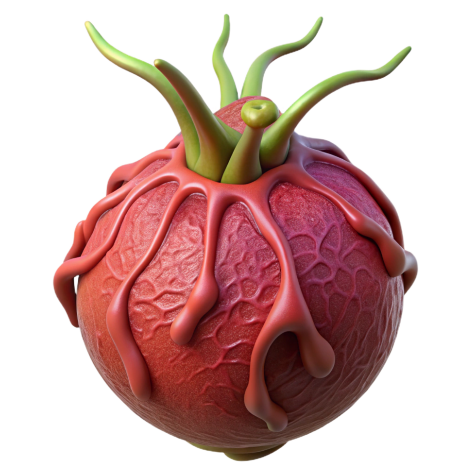 alluring calm industrial Strange alien fruit with pulsating veins, NO BACKGROUND with Transparent Background. precision png