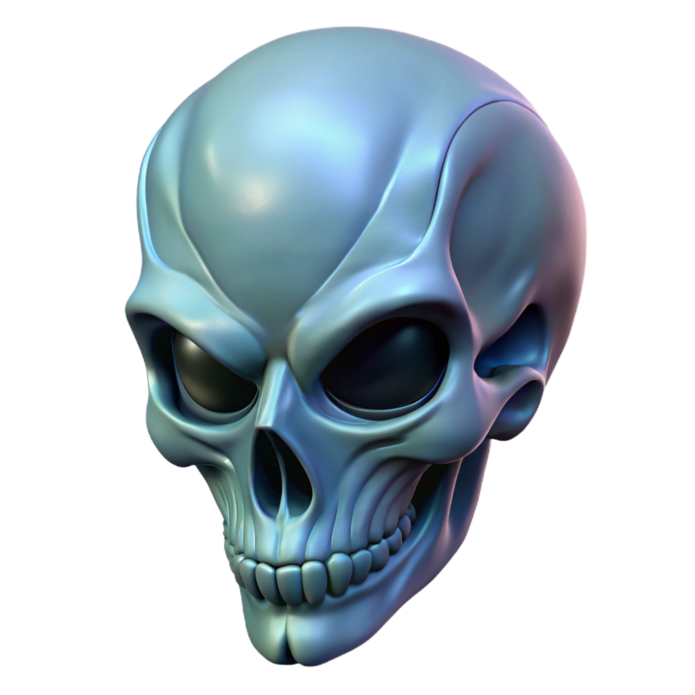 dramatic quintessential Detailed alien skull with bony protrusions, NO BACKGROUND with Transparent Background. png