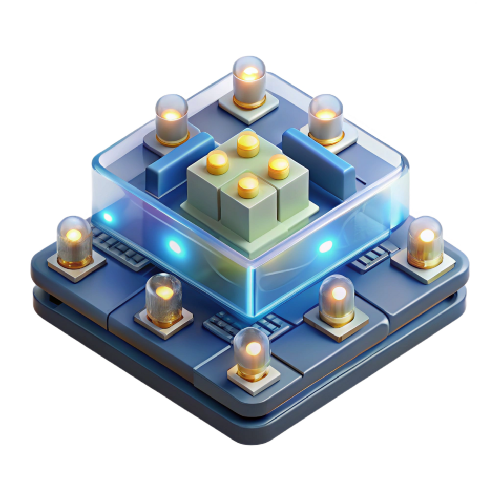 dazzling elegant Complex circuit board with glowing LEDs, NO BACKGROUND with Transparent Background. elite png