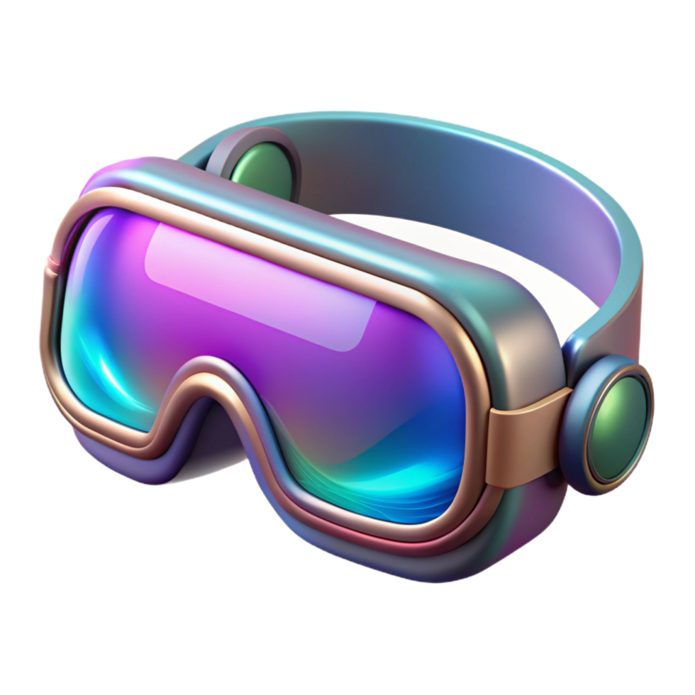 enchanting distinguished Futuristic goggles with holographic display, NO BACKGROUND with Transparent Background. png