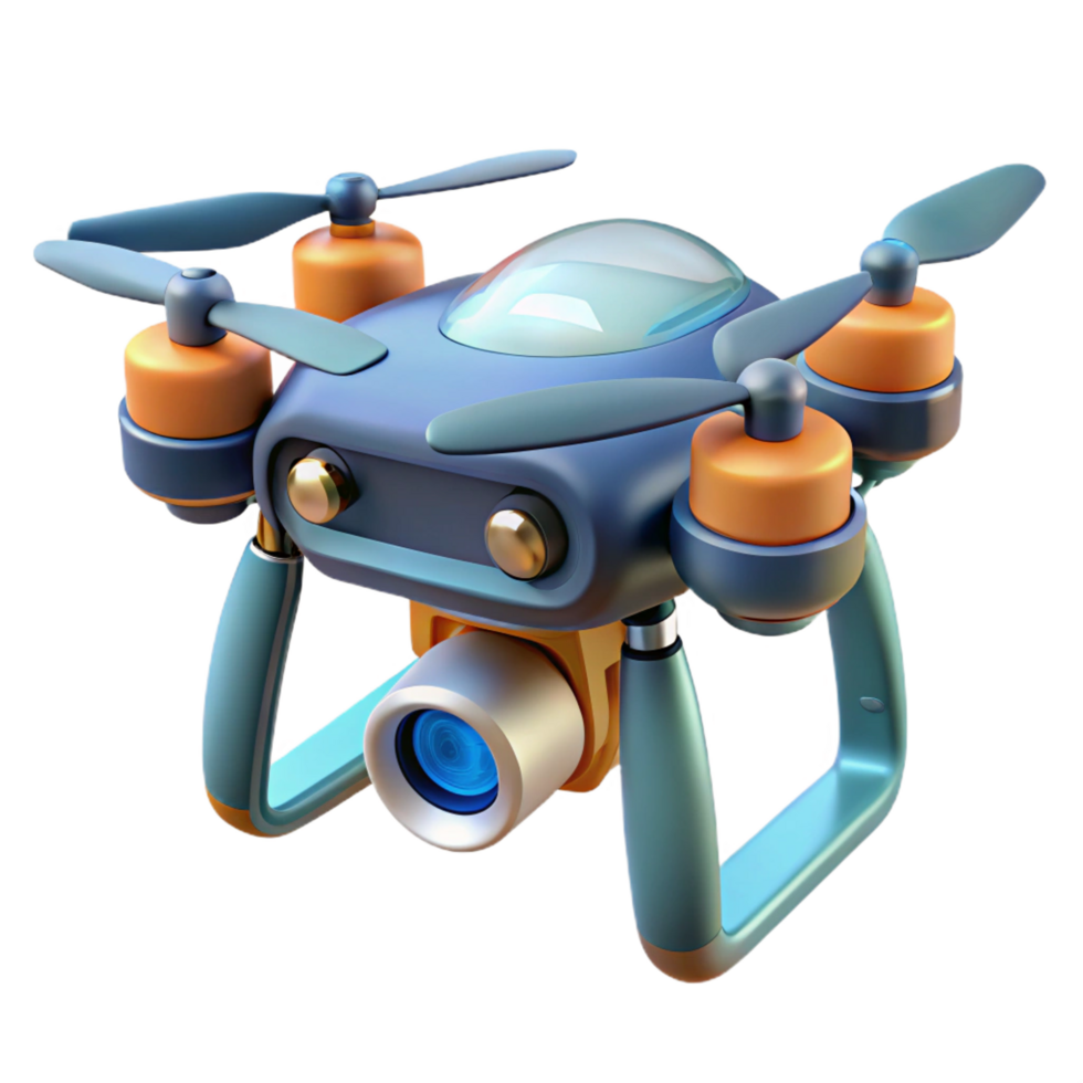dynamic enchanting Drone with camera attached NO BACKGROUND with Transparent Background. high resolution png