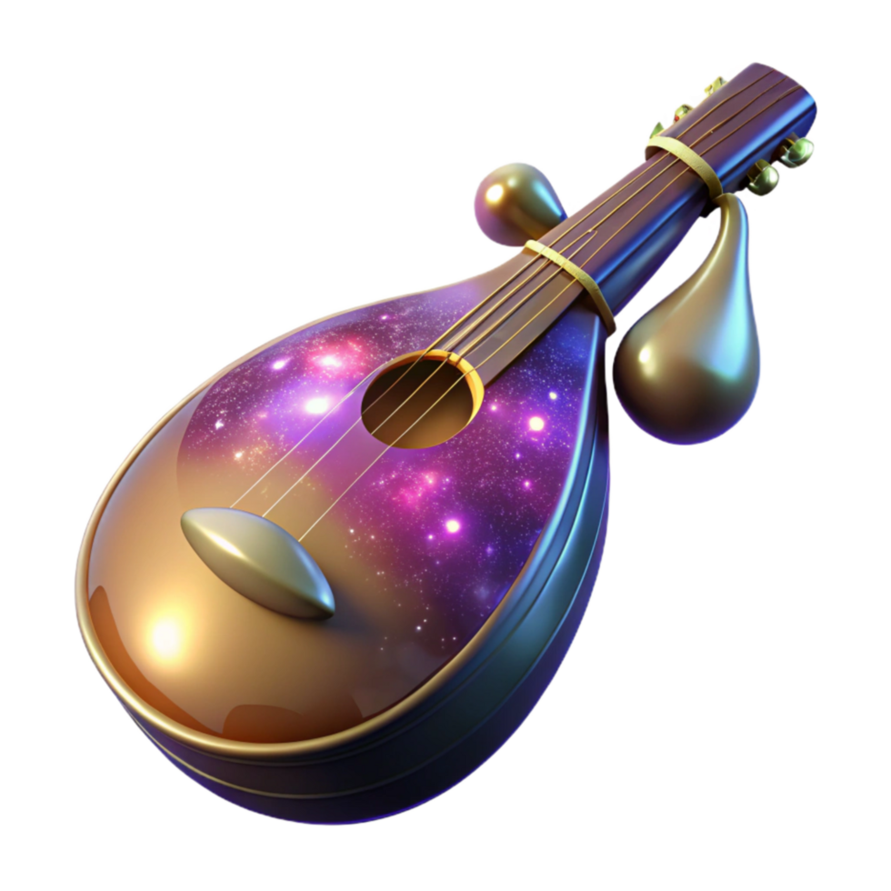 wonderful classic Lute Isolated with Pear-shaped Body and Strings high resolution png