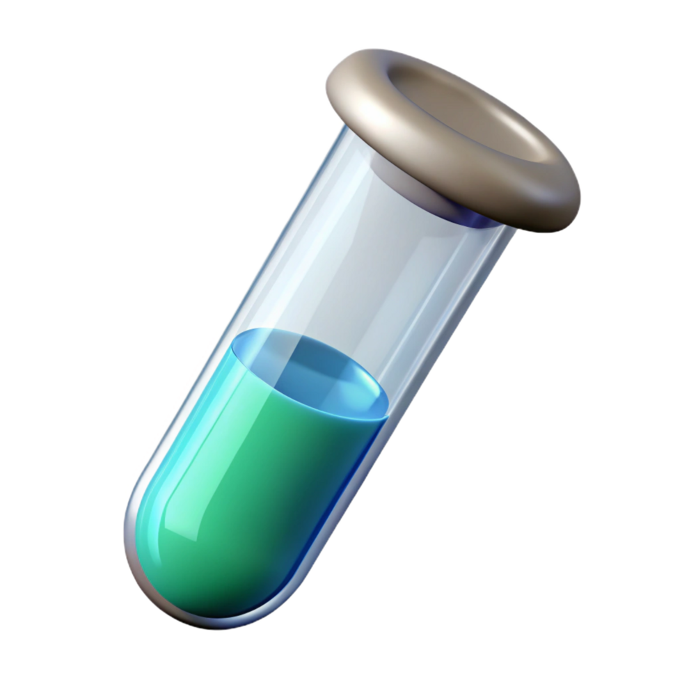 elegant acclaimed Test tube with chemical solution NO BACKGROUND with Transparent Background. png