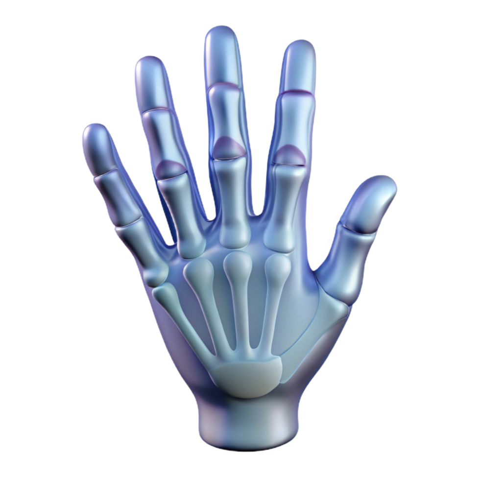 calm captivating X-ray image of a human hand NO BACKGROUND with Transparent Background. flawless png