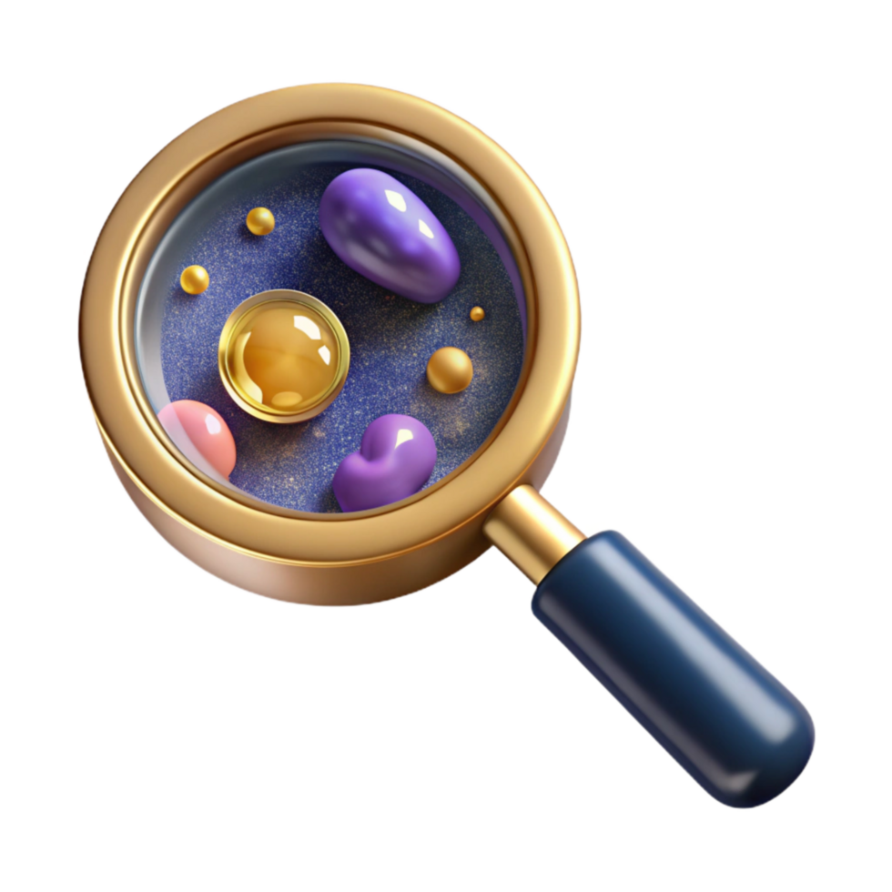 vibrant contemporary Magnifying Glass Over Bacteria Transparent high resolution png