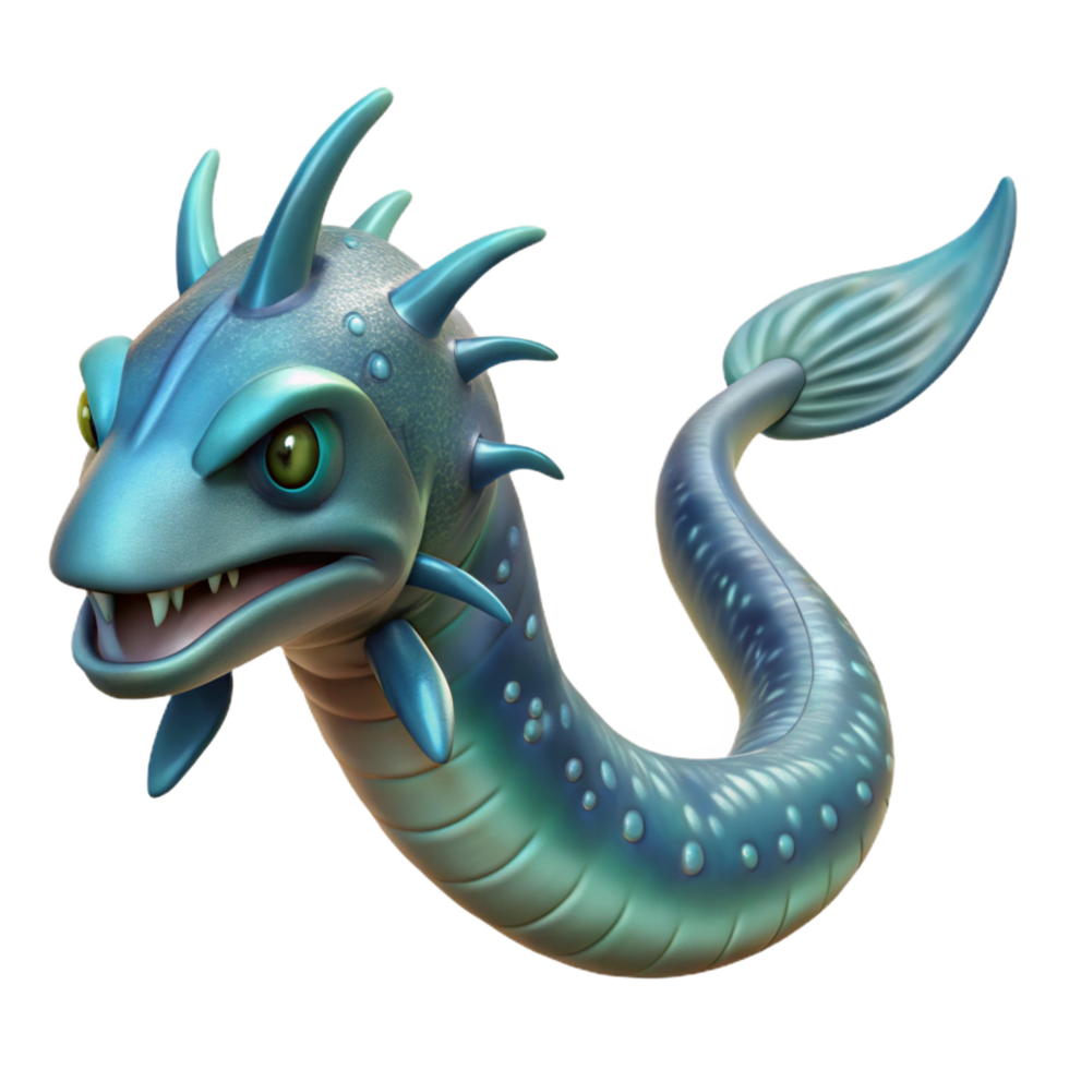 dramatic dazzling Leviathan, sea monster, biblical, NO BACKGROUND with Transparent Background. studio quality png