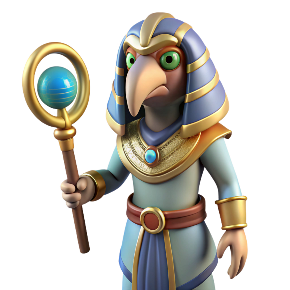 alluring reflective rustic Thoth, Egyptian god of writing, ibis-headed, NO BACKGROUND with Transparent Background. elite png