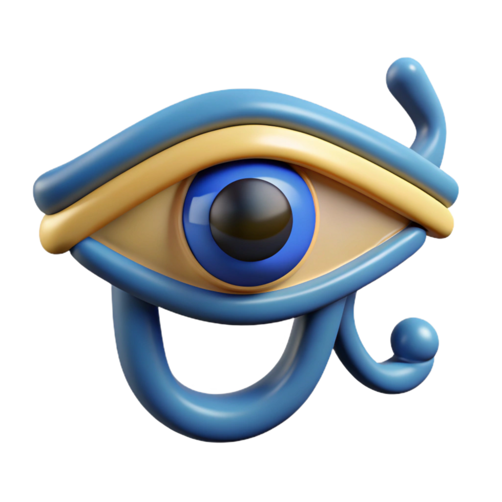 dramatic mesmerizing Eye of Horus, Egyptian symbol of protection, NO BACKGROUND with Transparent Background. high resolution png