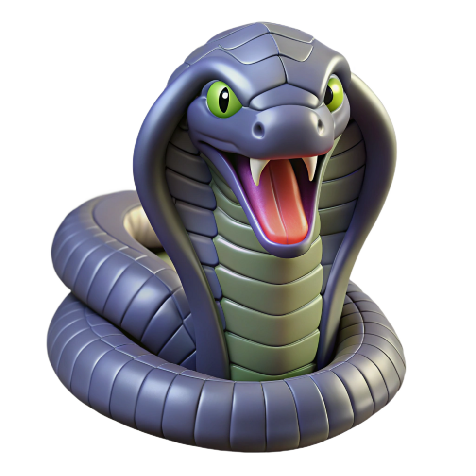 dreamy picturesque King cobra with hood flared NO BACKGROUND with Transparent Background. perfect clarity png