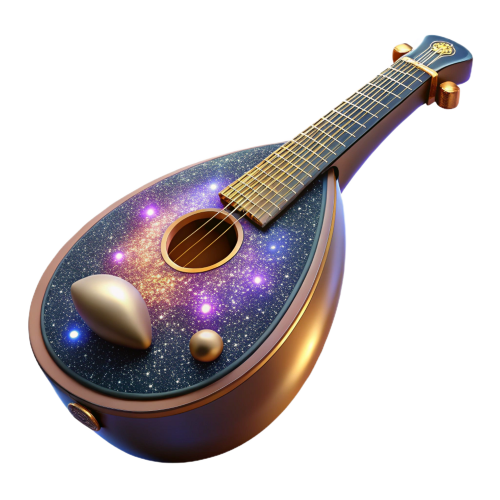 magnificent contemporary Mandolin Isolated with Double Strings and Oval Body png