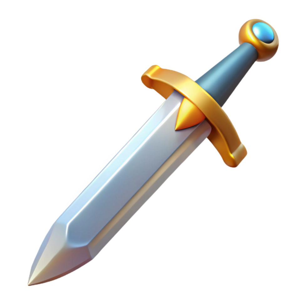 breathtaking joyful industrial Excalibur, King Arthur's sword, NO BACKGROUND with Transparent Background. 4K png