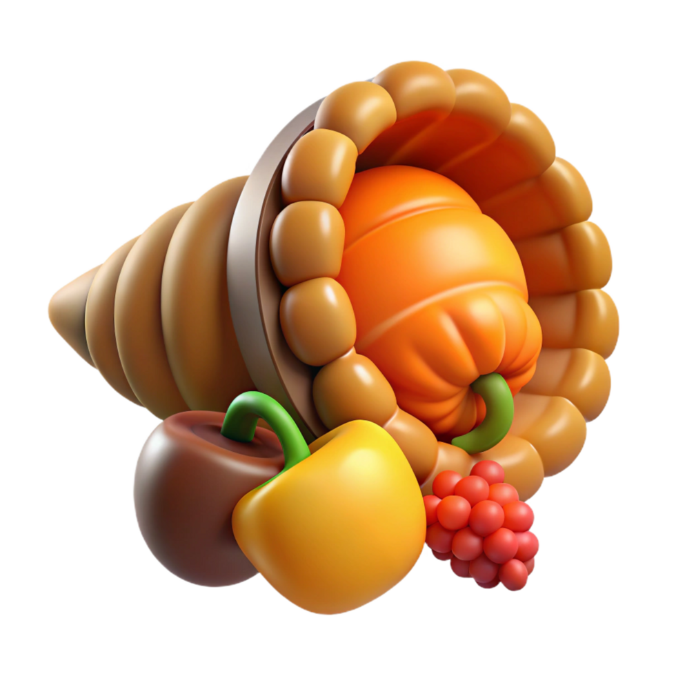 dramatic exceptional Cornucopia, horn of plenty, abundance, NO BACKGROUND with Transparent Background. png