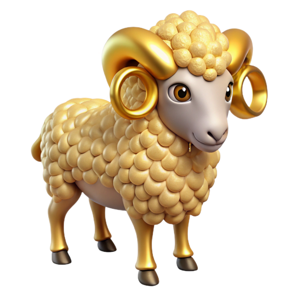 distinguished nordic Golden Fleece, Greek mythology, ram's fleece, NO BACKGROUND with Transparent Background. studio quality png