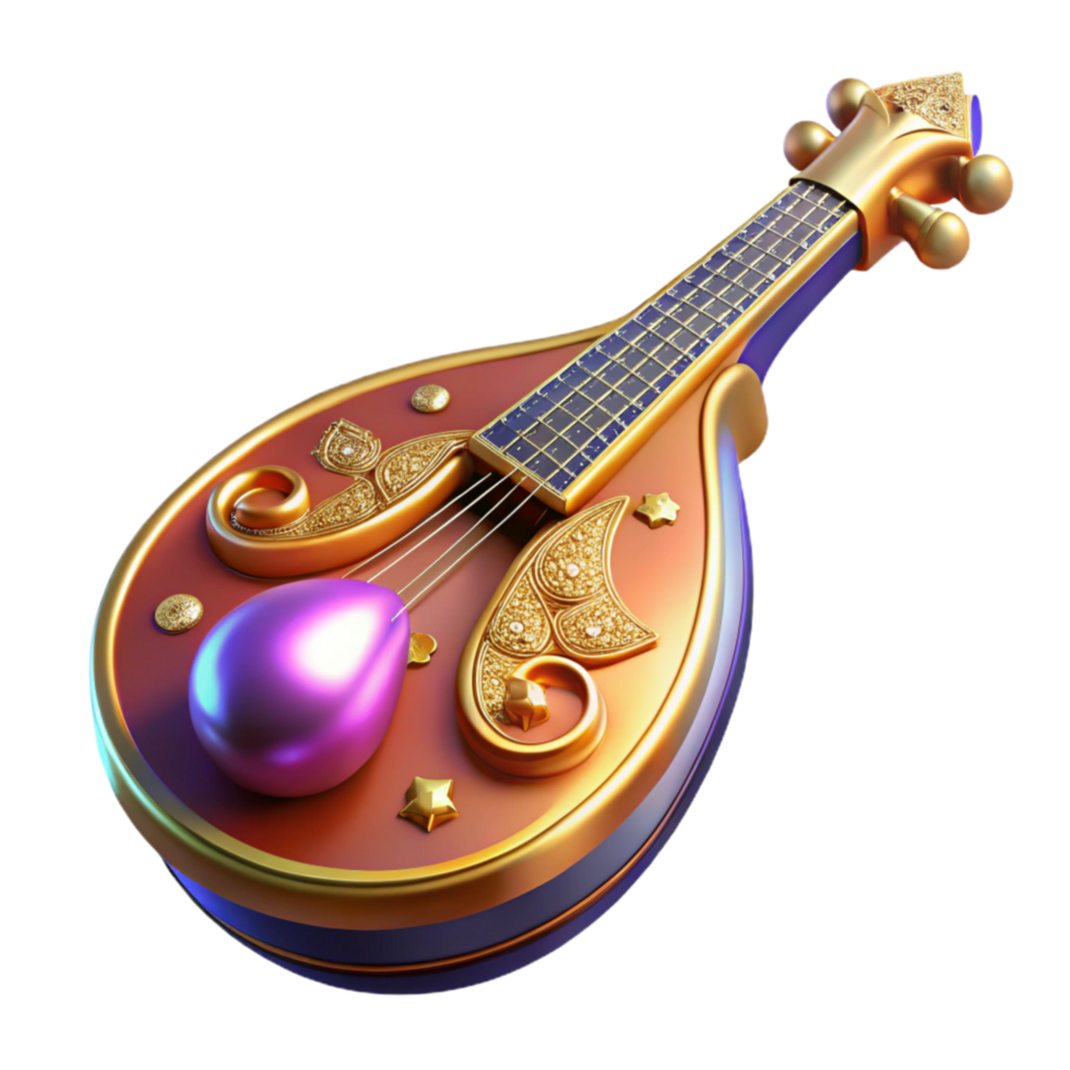 dramatic contemporary Mandolin Isolated with Double Strings and Oval Body png