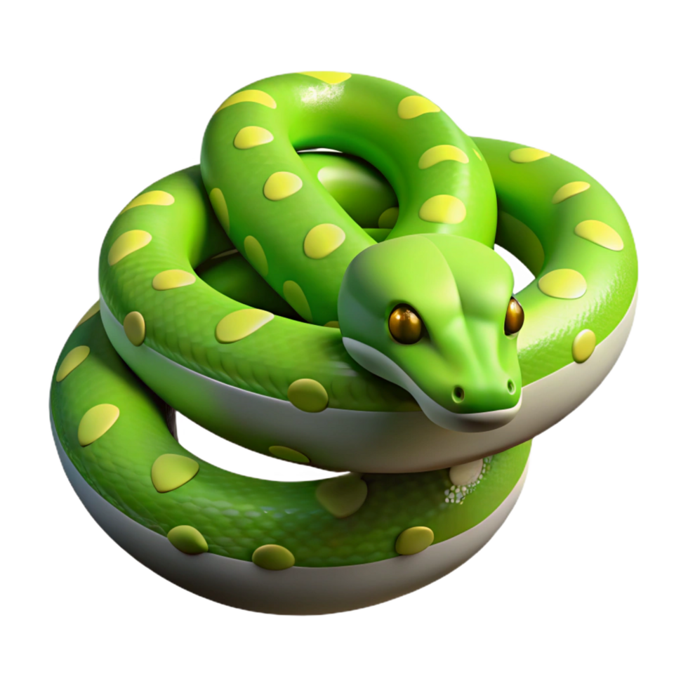 dreamy picturesque A slithering green tree python. NO BACKGROUND with Transparent Background. 8K png